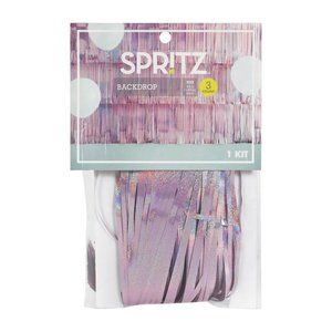 Holographic 3 Tier Fringe Backdrop Pink - Spritz